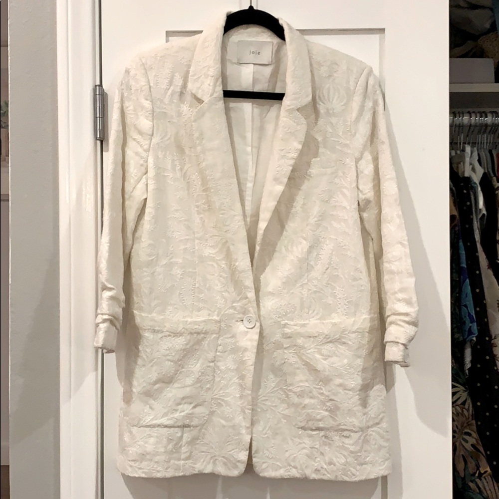 Joie Cream White Embroidered Blazer
